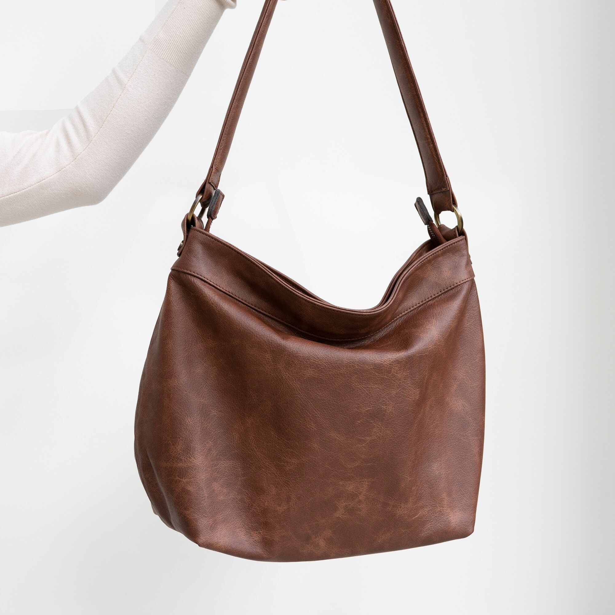 Brown Leather Hobo Bag for Women Leather Crossbody Hobo Purse