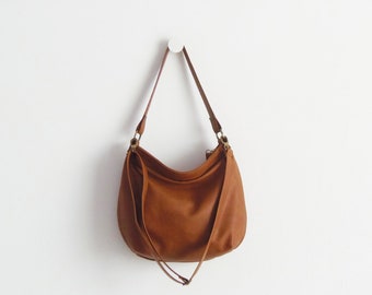 Sac en cuir Tan - Sac hobo en cuir - Grand sac hobo en cuir - GRAND SAC HELEN