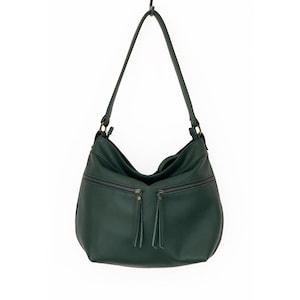 Green soft leather bag - Leather hobo bag for women - Hobo Purse- Slouchy hobo - Soft and slouchy leather bags -Gift for her - Carry all bag