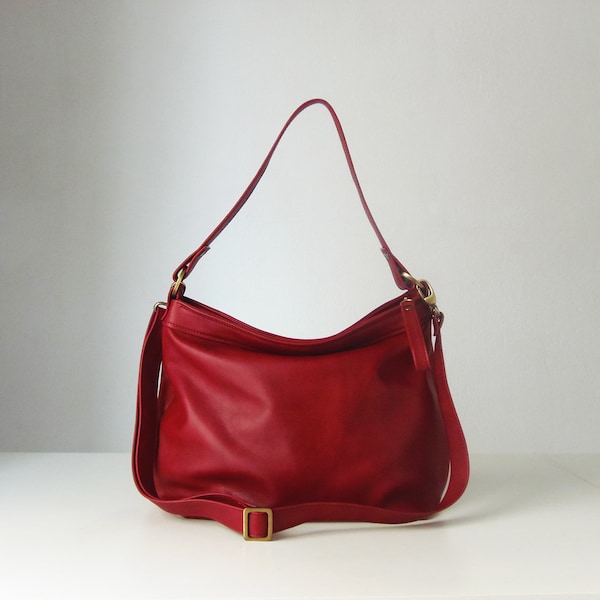 Red Leather Bag - Etsy