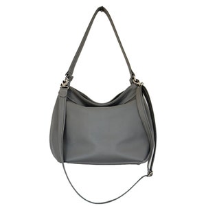 Grey slouchy shoulder bag in soft leather - Hobo purse for women - Leather hobo bag - Slouchy crossbody purse - Grey handbags - Gift for her