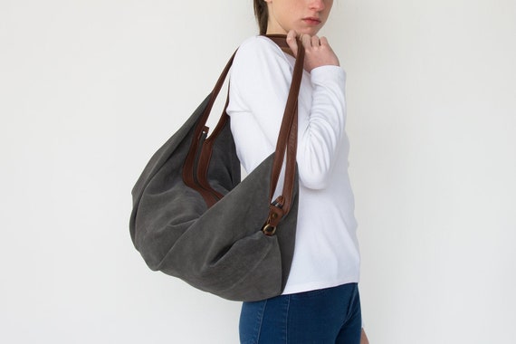 Light Grey suede vera Pelle crossbody bag | Niche Handbags & Luggage