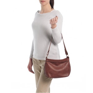 Petit sac à bandoulière en cuir - Sac hobo en cuir marron - Petit sac à main à bandoulière - Sac à main en cuir souple marron - Sac à bandoulière souple pour femme - Cadeau