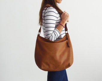 Tan hobo purse - Tan soft leather bag - Leather hobo bag - Leather shoulder bag - Women leather bags - LARGE HELEN