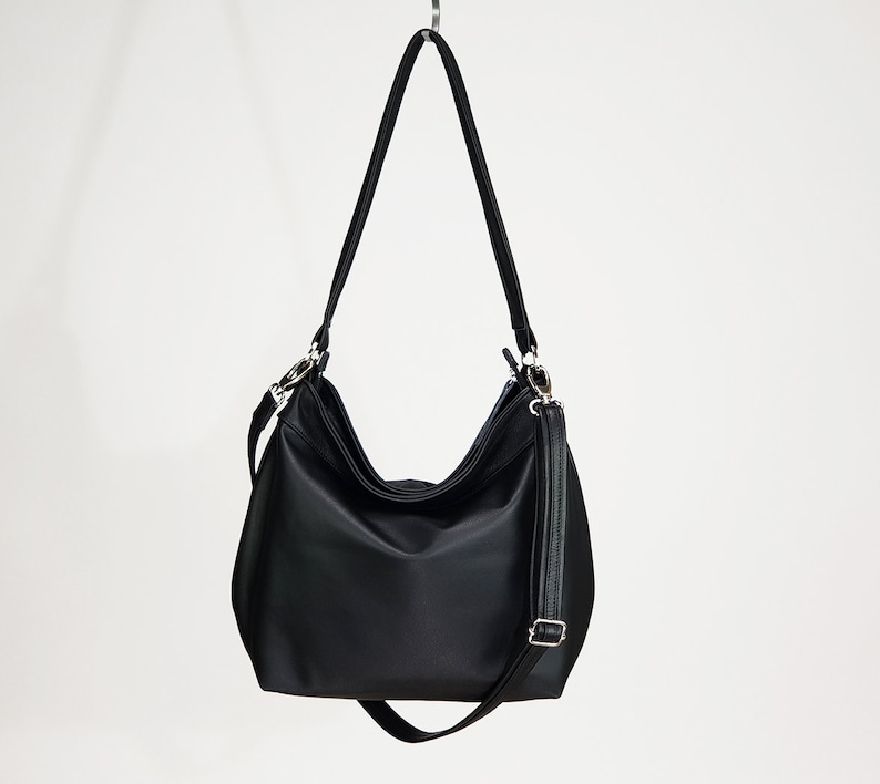 black leather crossbody hobo bag