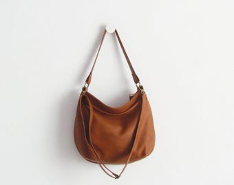 Tan leather bag - Leather hobo bag  - Large leather hobo bag - Slouchy leather purse - Soft shoulder bag - Women's laptop slouchy bag - Gift