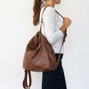 Brown Leather Hobo Bag Large Soft Purse Convertible Leather Bags for ...
