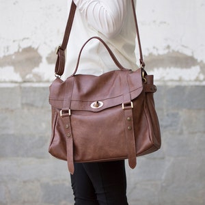 Messenger bag leather Leather satchel Women satchel laptop bag Leather briefcase Leather bag VINTAGE look MELINA bag image 2