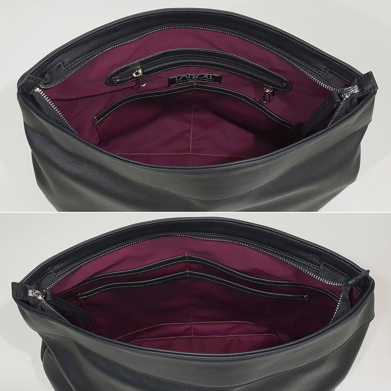 Black leather hobo bag in soft leather for women Crossbody Etsy