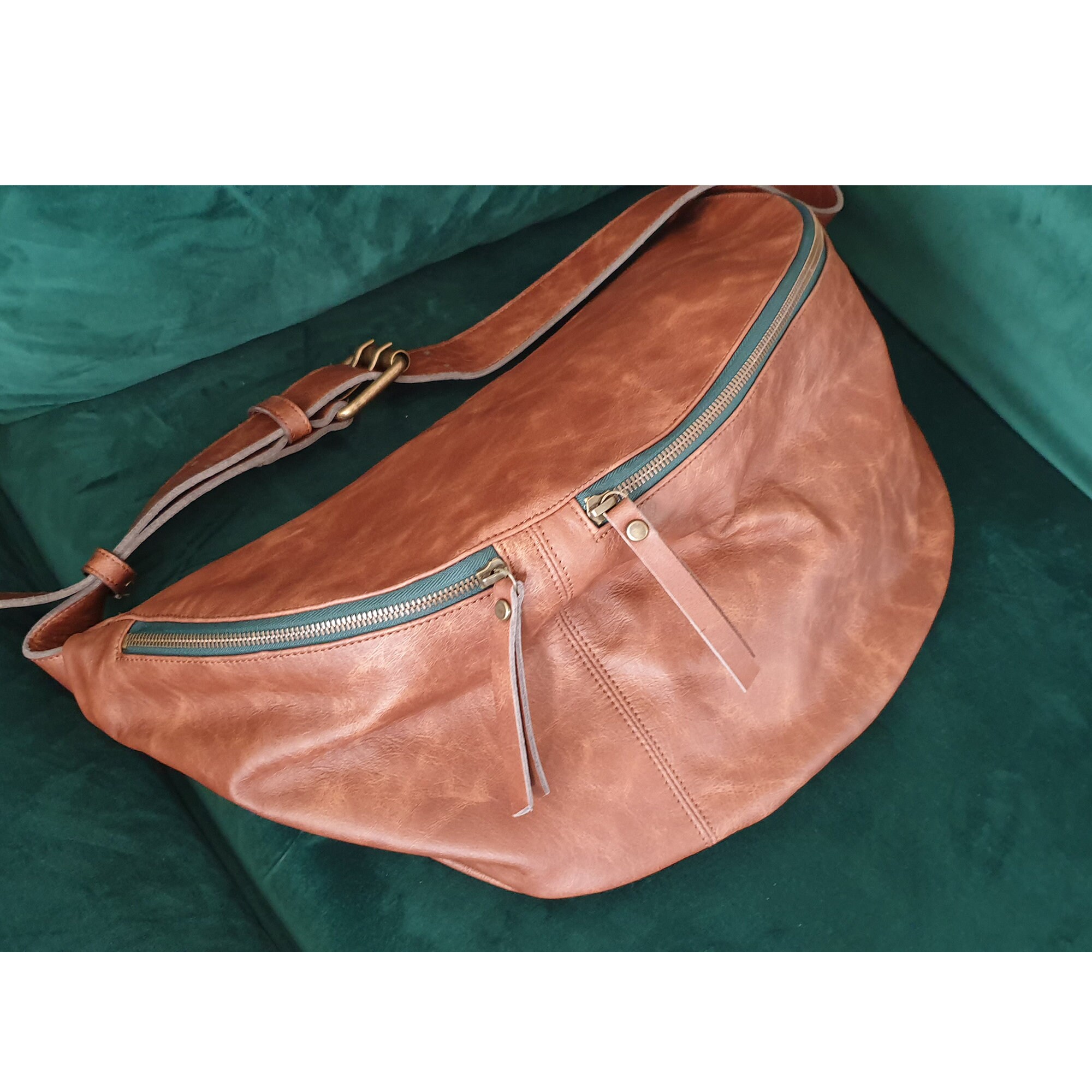 Unisex Large Fanny Pack - Leather Sling Bag - Oversized