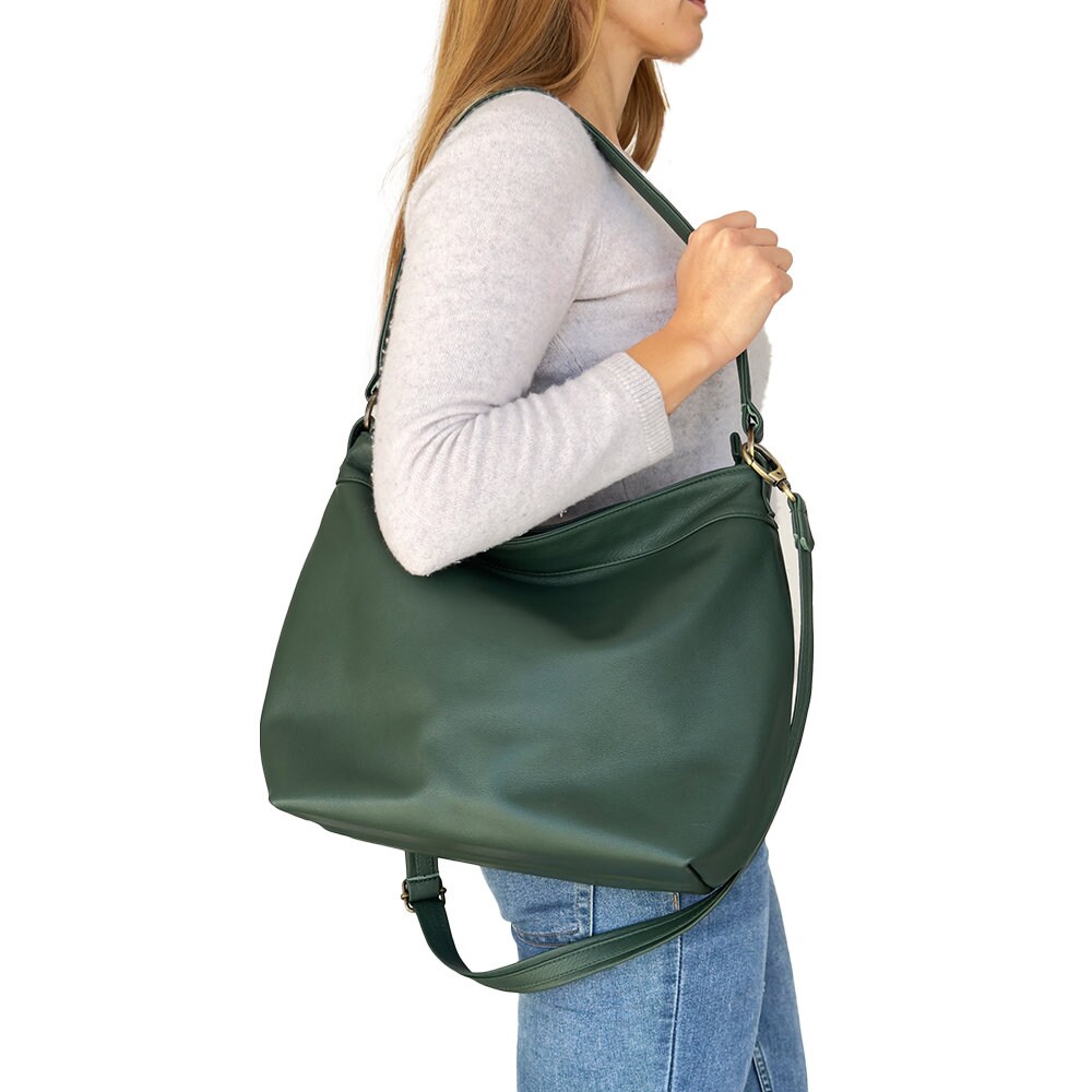 ★COVERNAT WOMAN★ Cloverheart Ecofur Hobo Bag Green CO2304T Soft Crossbody Hobo Purse - Slouchy Shoulder Hobo Bag