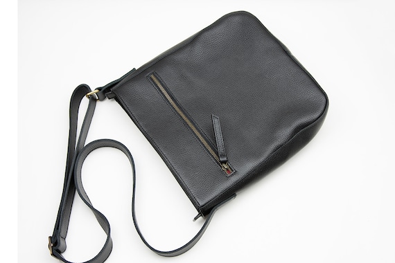 Black Crossbody Bag for Women in Genuine Leather Large Crossbody Purse Soft  Shoulder Bag STELLA 