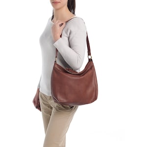 Brown leather bag - Brown hobo purse - Leather hobo bag - Slouchy leather bag - Crossbody bag women - Leather shoulder bag - Gifts for her image 2