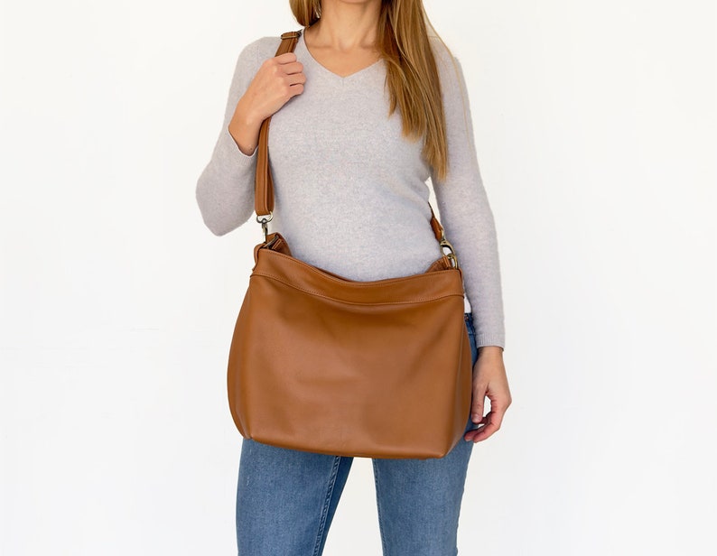 Tan leather hobo bag Leather hobo purse Soft leather bag Slouchy bag MEDIUM HELEN bag image 4