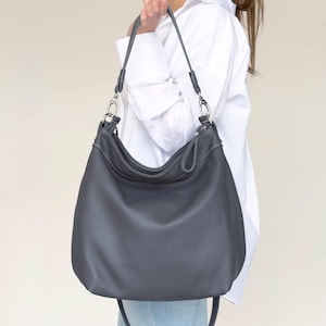 Soft Leather Hobo Bag for Women - Large Crossbody Purse with Pockets - Slouchy purses - Genuine Leather Shoulder Bag - Personalized Gift