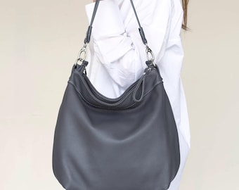 Soft Italian Leather Hobo Bag – Slouchy Crossbody Purse - Full Grain Shoulder Bag