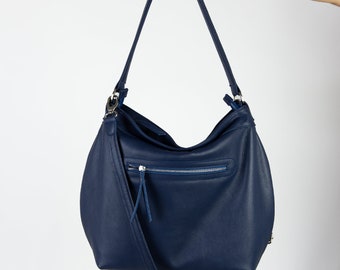 Navy Blue Leather Crossbody Bag - Leather Shoulder Bag With