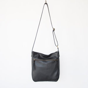 Black Crossbody Bag for Women in Genuine Leather Large Crossbody Purse ...