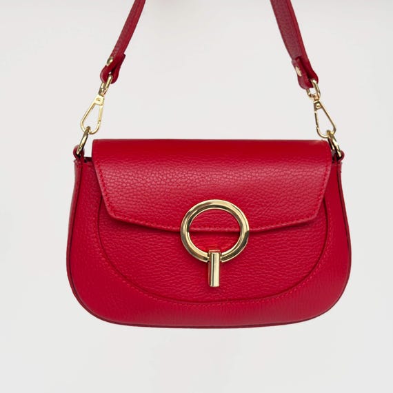 Red Mini Leather Purse - Soft Women's Shoulder Bag - Mini