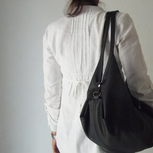 Black leather bag Soft leather bag Slouchy leather bag Large women leather purse Leather Handbag DeLUNA bag image 4