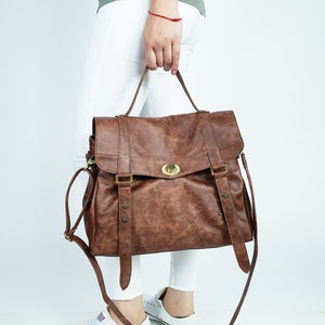 Messenger bag leather Leather satchel Women satchel laptop bag Leather briefcase Leather bag VINTAGE look MELINA bag image 5