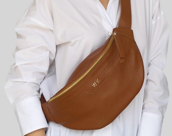 Beige Leder Fanny Pack - Damen Schultertasche - Slouchy Bum Bag - Gürteltasche - Crossbody Brusttasche - Handwerkliche Tasche-Personalisierte Geldbörse - Geschenk für Sie