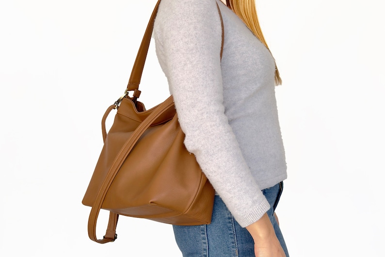 Tan leather hobo bag Leather hobo purse Soft leather bag Slouchy bag MEDIUM HELEN bag image 3