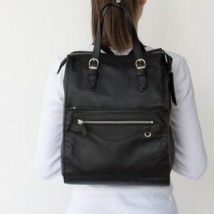 Black leather backpack - Black leather laptop bag - Black soft backpacks - Unisex handmade backpack - Laptop bag - Laptop backpack -Rucksack