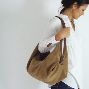 Large Leather Shoulder Bag Hobo Bag Slouchy Leather Bag - Etsy