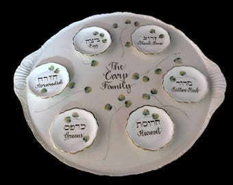 Personalized Hand Painted Seder Plate with Individual  Bowls