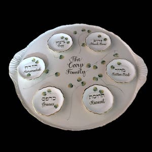 Personalized Hand Painted Seder Plate with Individual  Bowls