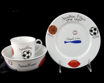 Personalized Hand Painted Judaica Child's Dish Set