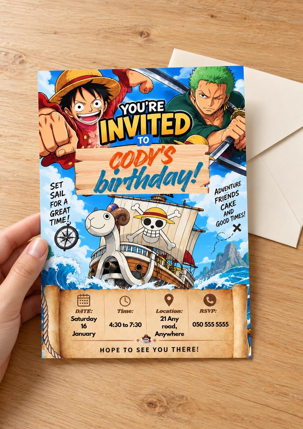 Luffy One Piece Birthday Card - Etsy