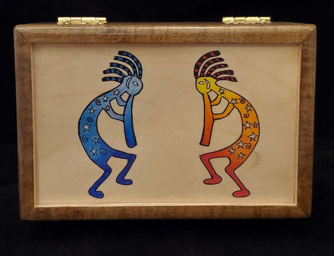 Southwestern Inspired Colorful Ink Art on Wood Kokopelli Etsy