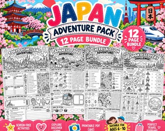 Japan Adventure Travel Activity Book | 12-Page Printable PDF | Ages 6-10
