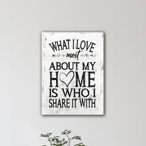 Inspirational Wall Art What I love most about my home is who I share it with PRINT OR CANVAS Foyer Decor image 7