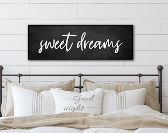 Sweet Dreams Over the bed CANVAS Wall Art - Farmhouse sign - master bedroom décor - Nursery Sign - Nursery Wall Décor