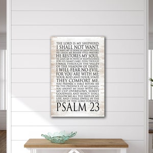 Psalm 23 The Lord is my shepherd I shall not want Bible verse Twenty third Psalm Scripture PRINT or CANVAS Christian Wall Art FH 18