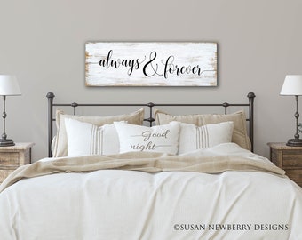 Always & Forever Inspirational Farmhouse CANVAS Wall Art - Ready to hang - Over the bed wall - Bedroom  or Home Décor