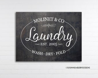 Personalized Laundry Aluminum Metal Sign - Rustic Laundry Wall Art - Gift for Mom - Laundry Room Wall Decor