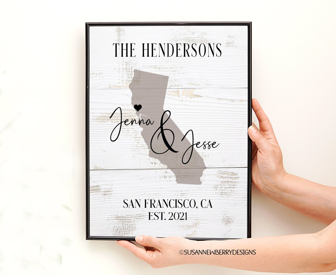 Personalized Wedding Wall Art PRINT or CANVAS Custom State Etsy