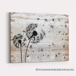 Blowing Dandelion Farmhouse Canvas Sign - housewarming gift - farmhouse décor - Bathroom Wall Art - Bedroom Wall Art