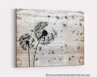 Blowing Dandelion Farmhouse CANVAS Sign - housewarming gift - farmhouse décor - Bathroom Wall Art - Bedroom Wall Art