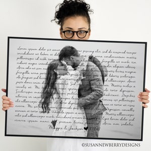 PRINT OR CANVAS 1st Anniversary Wedding Photo with Wedding Vows or Song Lyrics First Dance Paper - Gift for couple