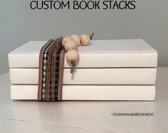 Custom Handmade Custom Book Stack - Your quote - Distressed Vintage Décor, Unique Gift for Home Décor Lovers