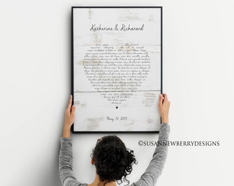 Wedding Song First Dance PRINT OR CANVAS - Any song lyrics, Vows Heart Typography - Personalized Wedding, Anniversary gift - gift for couple