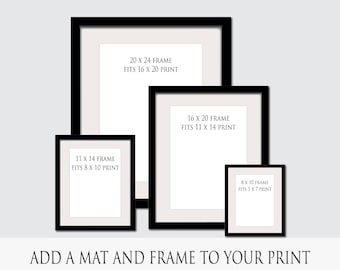 ADD ON: Farmhouse Frame Custom 100% Solid Wood Frame and Mat for Prints - Perfect for Home Decor and Unique Gift Ideas