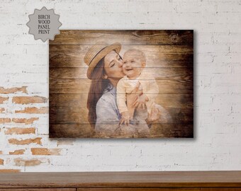 Custom Rustic Wood Wedding Photo Wall Art - Birchwood Farmhouse Wall Decor