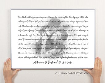 Faded Wedding Photo with Wedding Vows or Song Lyrics - Cotton anniversary gift - PRINT or CANVAS - Unique Wedding, Anniversary Gift
