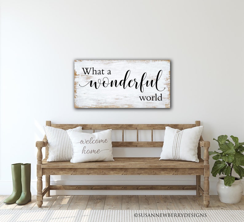 CANVAS Wall Art What a Wonderful World Farmhouse Wall Decor Etsy
